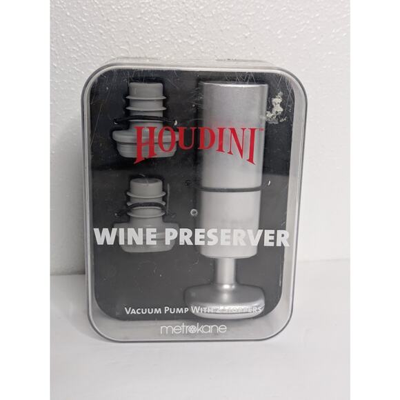 Houdini Wine Preserver Vacuum Pump with 2 Stoppers New Open Box - Picture 1 of 6